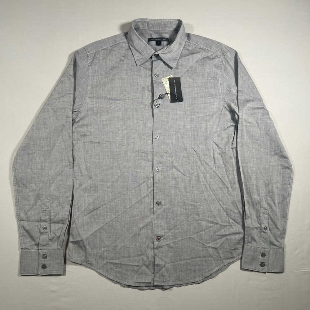 John Varvatos USA Mens Silver Gray Button Up Shirt Small Cotton NWT
